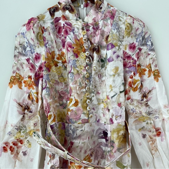 NWT Zimmermann Natura Buttoned Mini Dress in Kaleidoscope Garden 1 - Picture 4 of 15